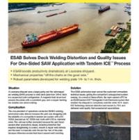 ESAB 通过双电双丝 ICE™ 集成冷丝工艺解决了单面埋弧焊应用中的甲板焊接变形和质量问题