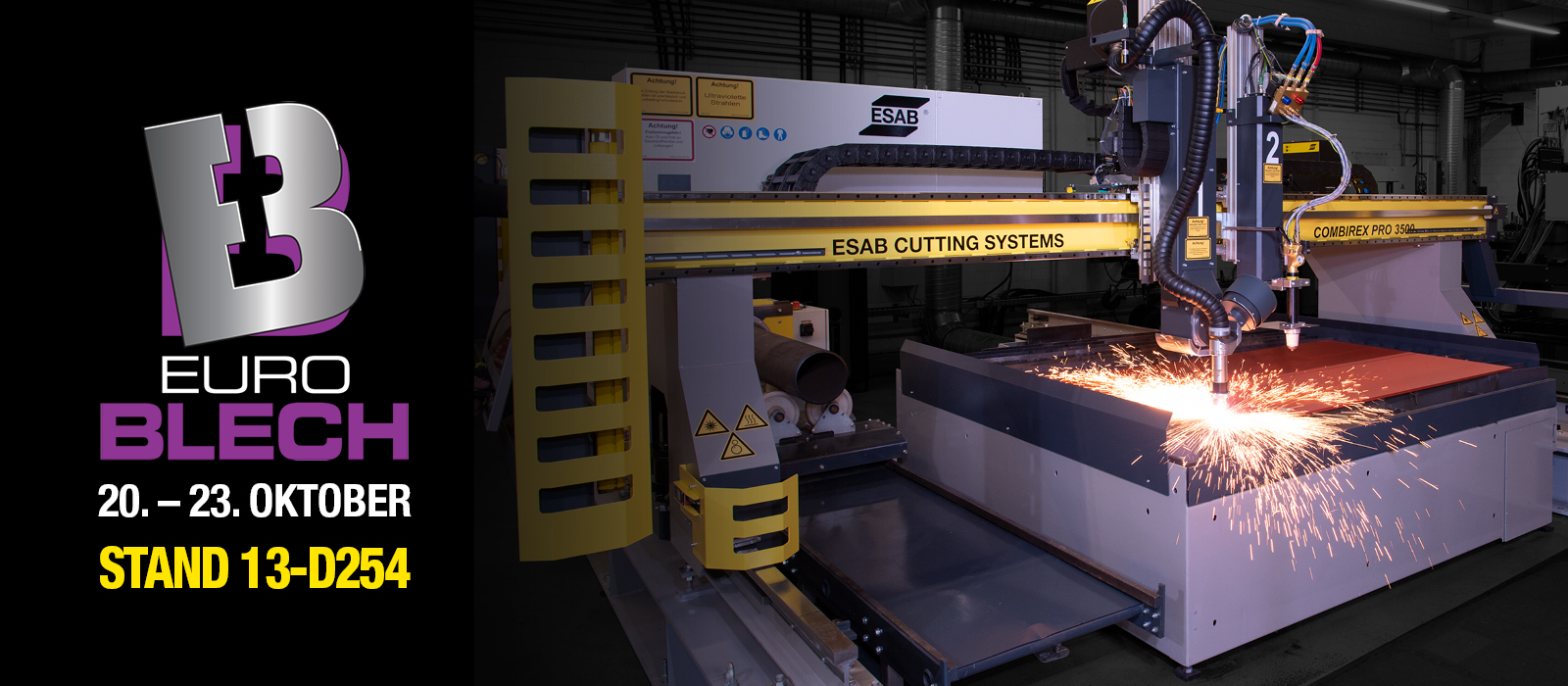ESAB Combirex Pro Schneidsystem mit Logo der Messe EuroBLECH