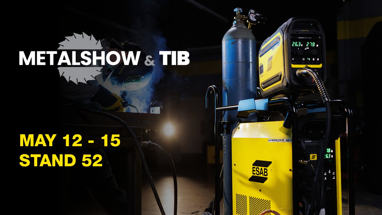 ESAB Welding machine and Metal Show logo