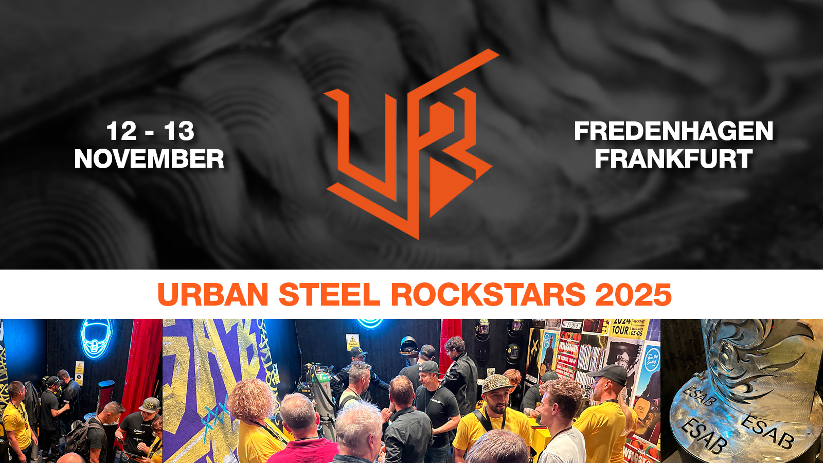 Urban Steel Rockstars logo with images of the ESAB stand in 2024