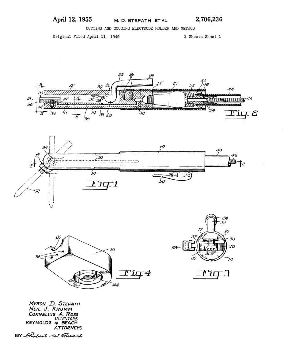 Patent illustration of the CAC-A cutting and gouging process