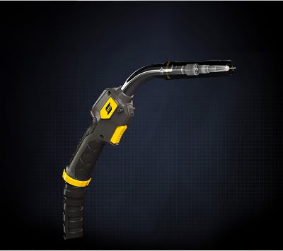 Close‑up of Warrior Edge welding unit showing torch connector and cable