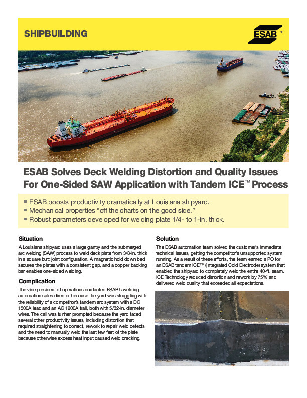 ESAB Solves Deck Welding Distortion and Quality Issues