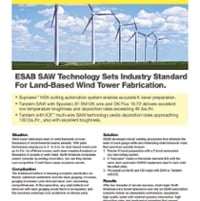La tecnología SAW de ESAB establece el estándar de la industria para la fabricación de torres eólicas en tierra